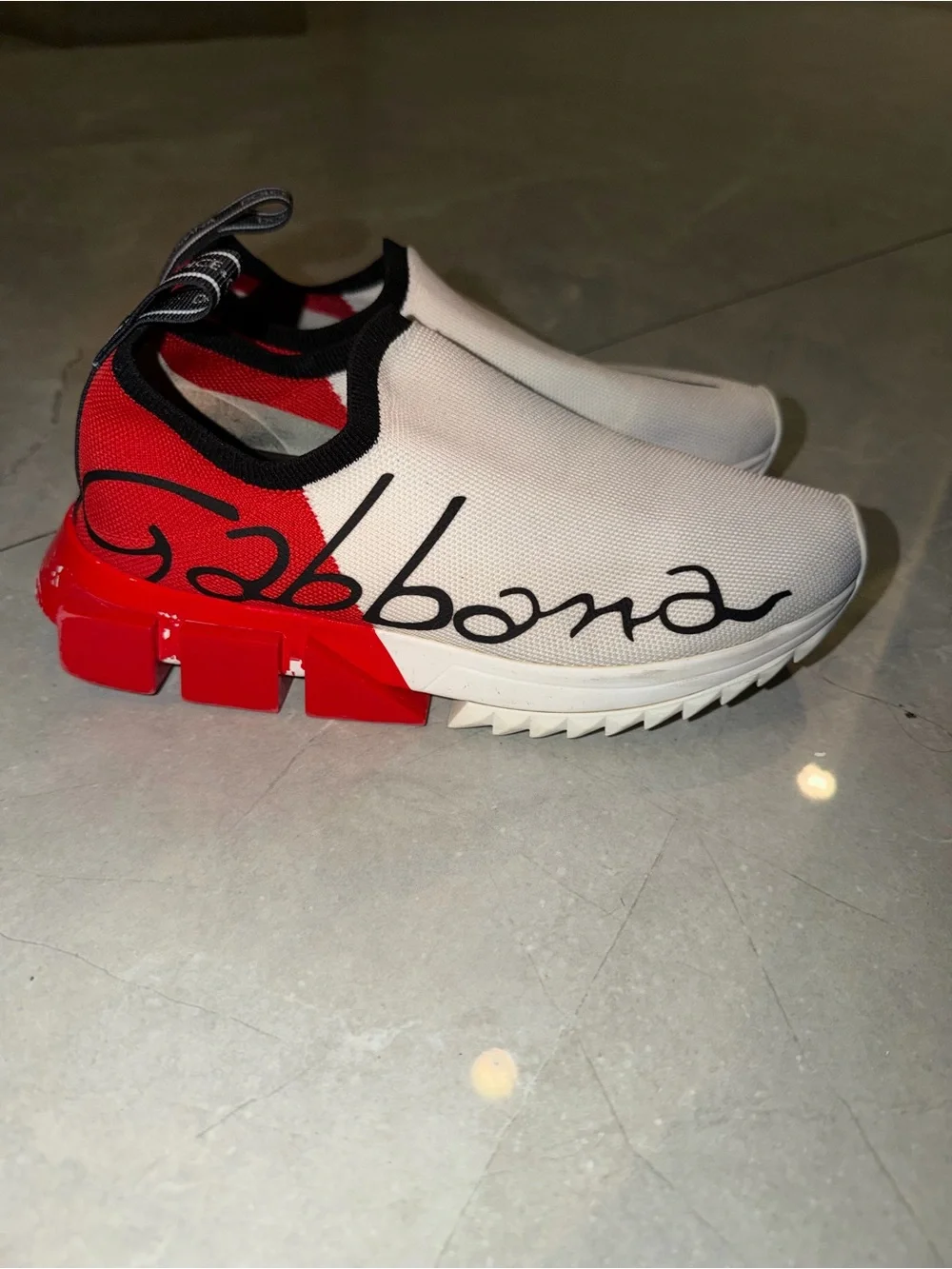 Dolce & Gabbana womenWhite and Red Slip-On Logo Sneakers